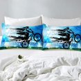 thumbnail image 3 of Homemissing Boys Bedding Set,Dirt Bike Sports Bmx Rider Silhouette Blue Halftone Effect Extreme Background Bedding & Linen King Size 3 Pcs Zipper, 3 of 3