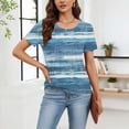 thumbnail image 4 of Craaazy Womens Loose Floral Printed Pleated Henley Blouse Crewneck Short Sleeve Button Accent Top for Daily Wear Summer Outings Gifts, 4 of 8