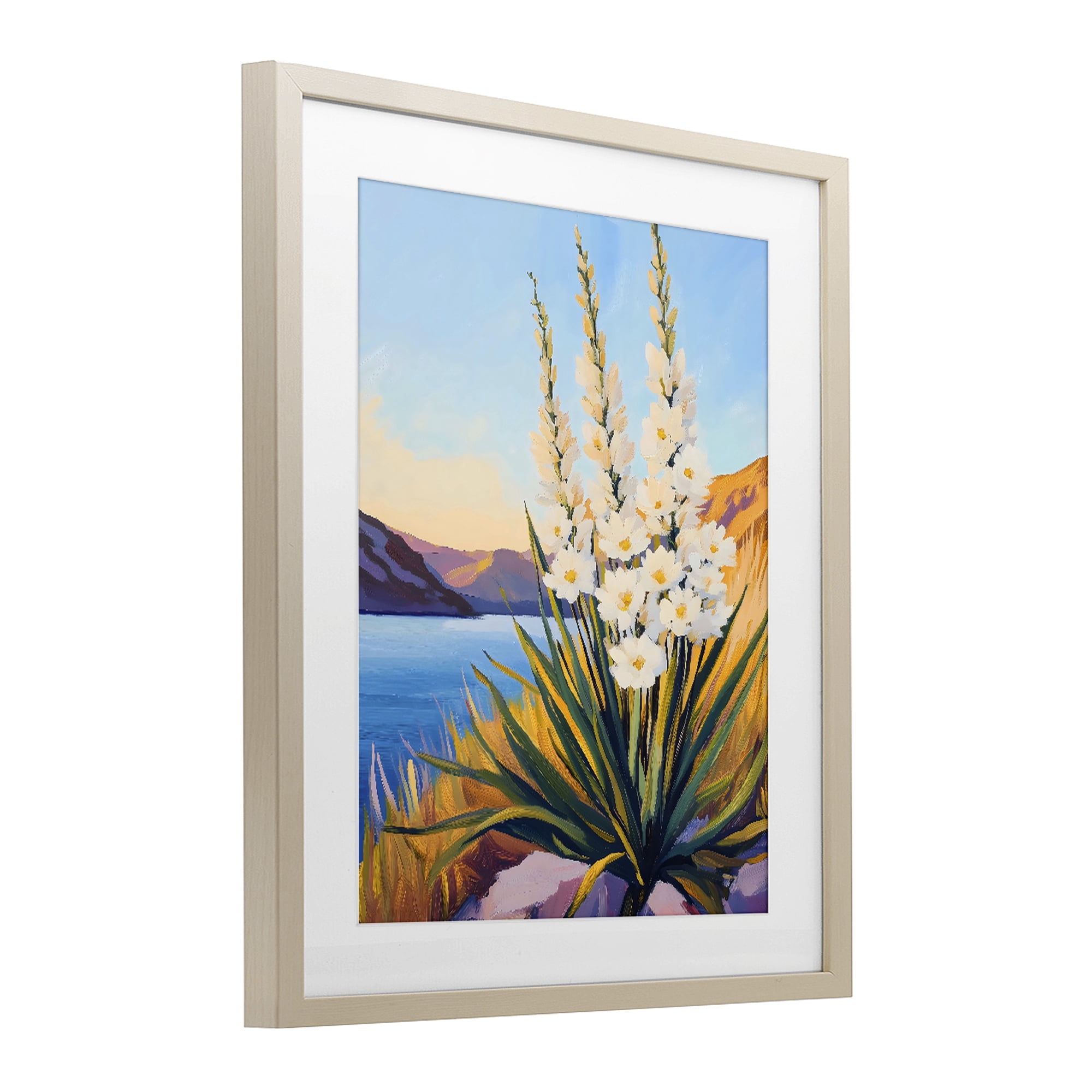 Stupell Industries Yucca in Bloom By The Lake Birch Framed Print Under Glass, design by The Prints Vibe