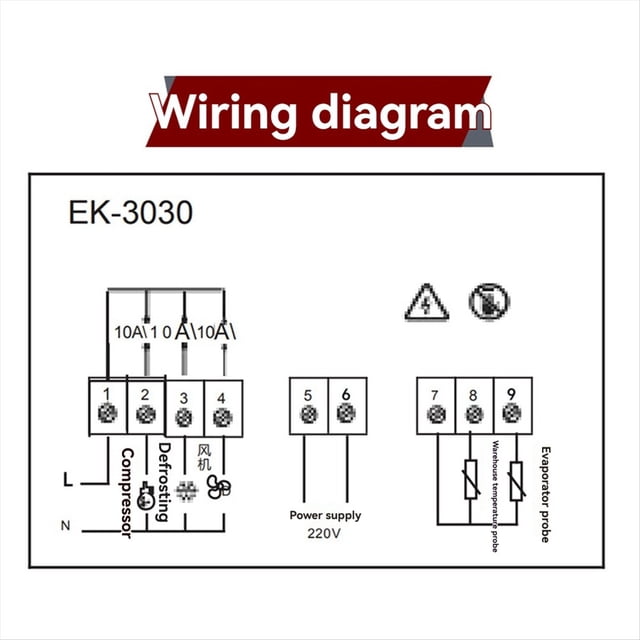 EK3030 220V Refrigerator Freezer High Precision Thermostat Refrigeration Defrost Controller Island Cabinet Switch