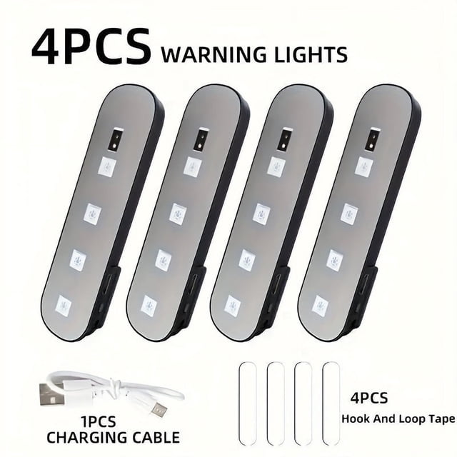 SUTENGDA 4pcs Car Door lights LED Welcome light Magnetic Control USB Charging Auto Open Door Safe Anti-collision Emergency Signal Lamp car accessories LED Car Ambient light rock lights ro