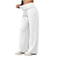 thumbnail image 6 of Women's Casual Sweatpants Solid Color High Waist Elastic Drawstring Straight Leg Loose Relaxed Fit With Pockets, 6 of 8