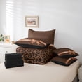thumbnail image 6 of Manfei Vintage Leopard Pattern 7pcs Queen Bedding,Modern Chic Bowtie Bedding Comforter Set Queen,Black Reversible, 6 of 7