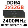 thumbnail image 1 of CrucialBallistix DDR4 RAM 64 GB Desktop Memory DIMM for PC, 2400 MHz,BL2K32G24C15U4B, 1 of 1