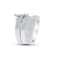 thumbnail image 3 of AFFY White Natural Diamond Engagement & Wedding Trio Band Ring Set In 10k White Gold (0.96 Cttw), 3 of 8