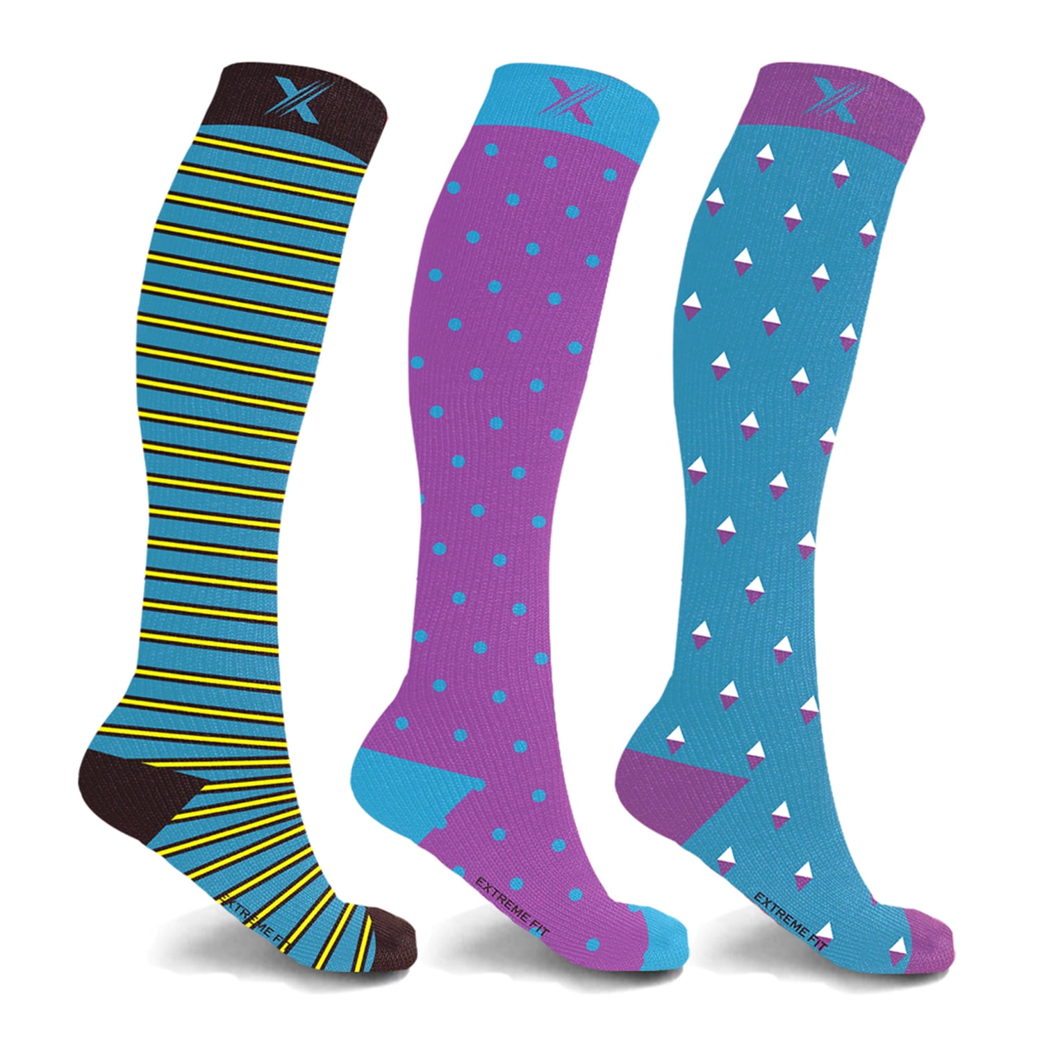 3Pair Compression Socks Knee High for Men and Women Made for Running