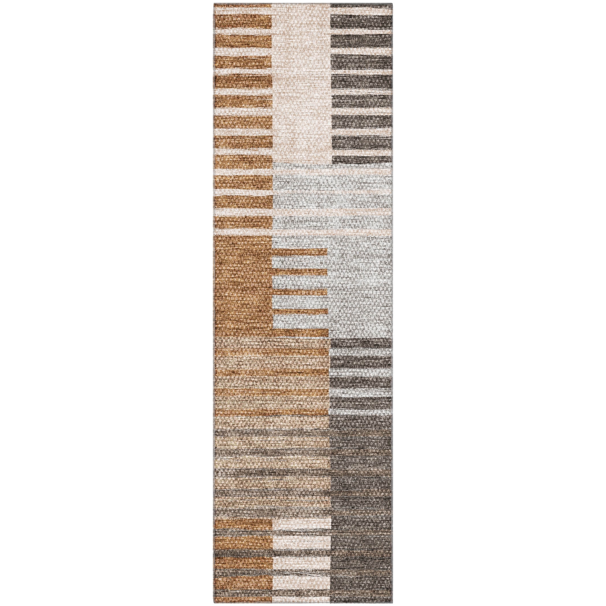 Addison Rugs Mayfield Washable Transitional Striped Paprika Runner Rug, 2'3" x 7'6"