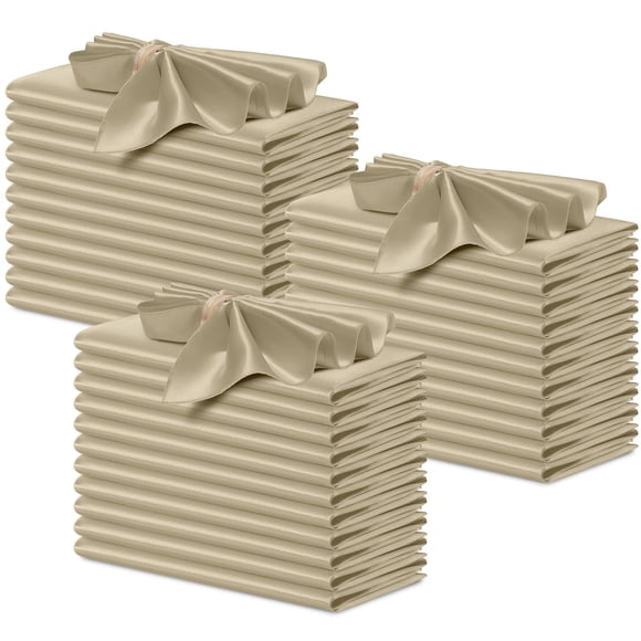 Servilletas de satén P Pothuiny, color beige sedoso, 43 x 43 cm, 50 unidades