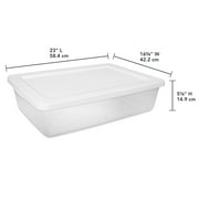 Sterilite Set of (2) 28 Quart Storage Boxes, Clear Plastic Storage Bin with Snap-on Lid, White