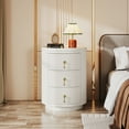 thumbnail image 5 of Tribesigns End Table with 3 Drawers, White Round Side Table for Living Room, Bedside Table NightStand for Bedroom with Storage, No Assembly, 5 of 8