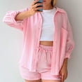 thumbnail image 1 of 2025 Clearance Womens Lounge Sets For Fall ZVAVZ Womens Summer Fall Wrinkle Tracksuits Laple Neck Buttons Down Shirts Drawstring Shorts Pants Sets Womens Two Piece Outfits Casual, 1 of 6