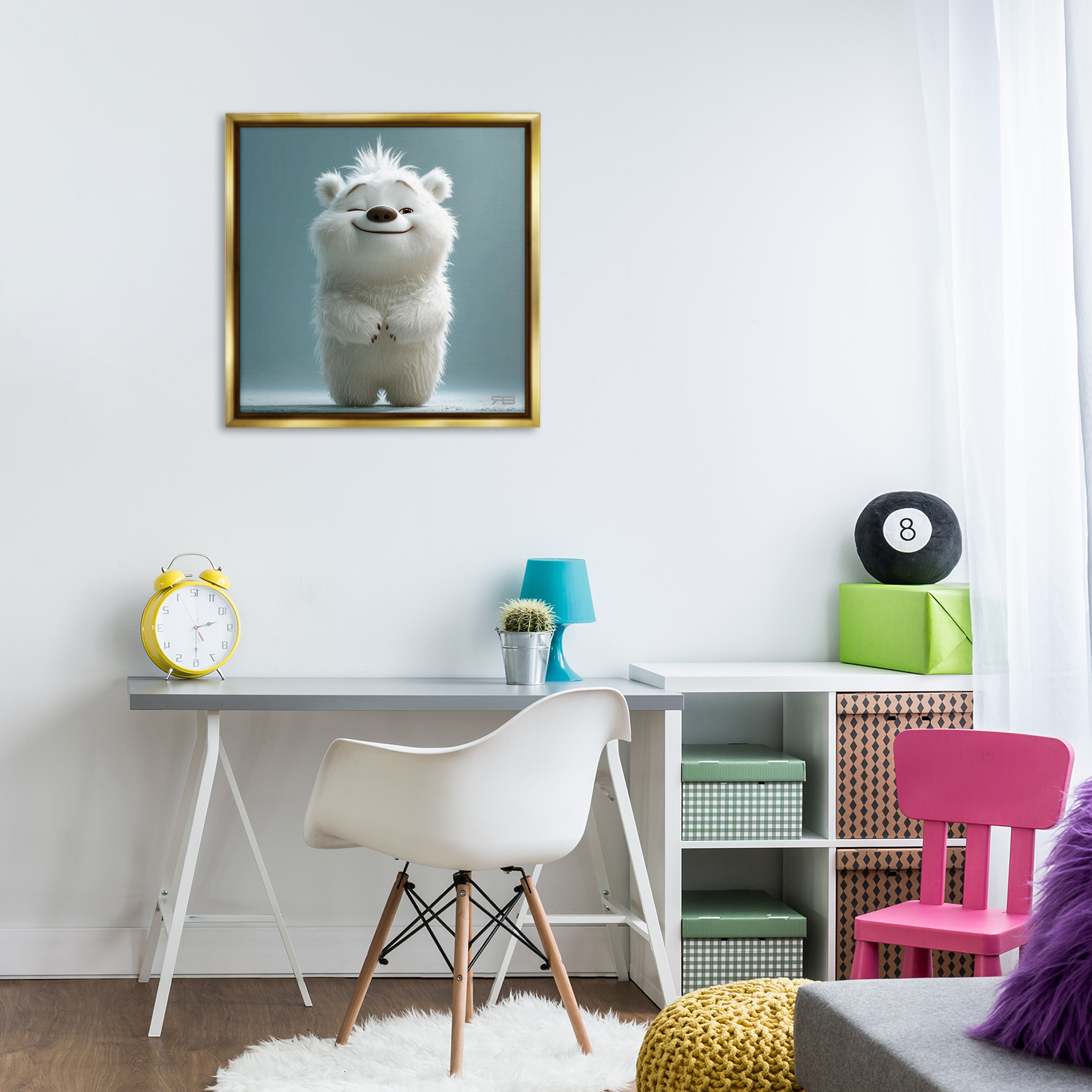 Stupell Industries Smiling Polar Bear Cub Animals Painting Gold Floater Framed Canvas Art Print Wall Art, 25 x 25