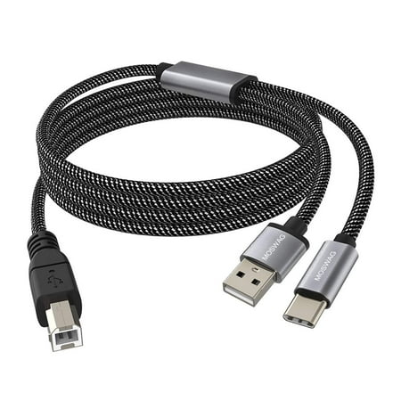 Câble d'imprimante MOSWAG 2 en 1 USB C vers USB B 5 pieds/1.5 M avec câble d 'imprimante USB Compatible avec le câble USB A-mâle vers B-mâle