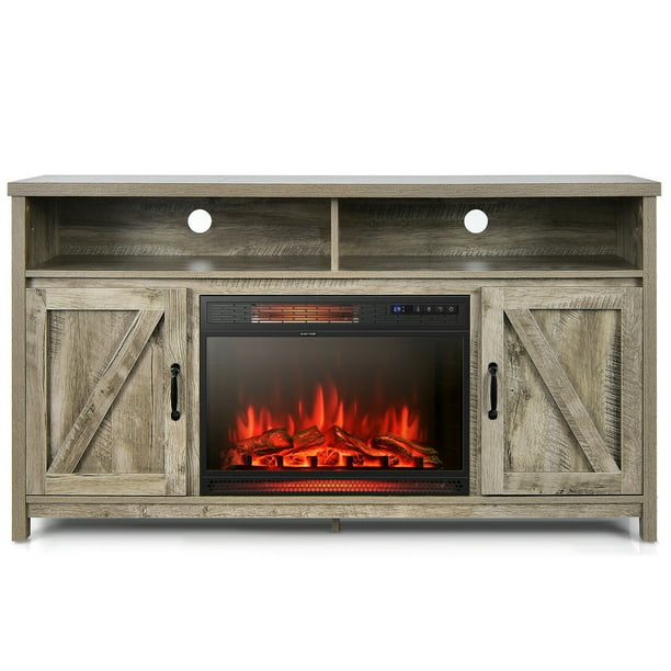 Gymax 59'' TV Stand with 25'' 1350W Electric Fireplace
