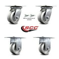 thumbnail image 2 of 4 Inch V Groove Semi Steel Caster Set with Roller Bearing 2 Swivel Lock 2 Rigid, 2 of 2