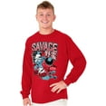 thumbnail image 3 of The Smurfs Kanji Keep Pushin Savage Men Big & Tall Long Sleeve Tee Brisco Brands 3X, 3 of 5