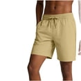 thumbnail image 3 of lcziwo Mens Basketball Shorts Big and Tall Knee Length Holiday Elastic Waist Trunks Camping Fishing Wide Leg Chino Short with Pockets Khaki S, 3 of 10