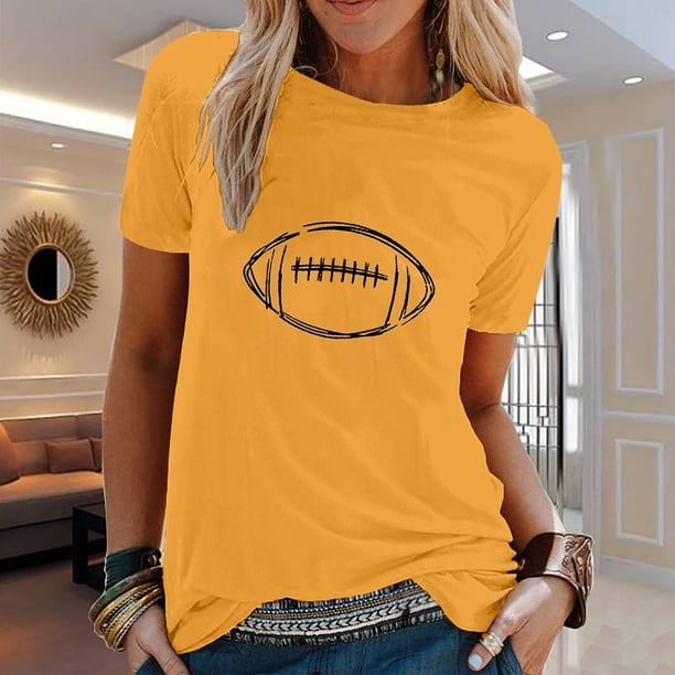 ICHUANYI Clearance Fashion Women's Round-Neck Short Sleeve Print Casual Sport T-shirt Blouse Tops(Yellow, S) ICHUANYI WER2023081502339
