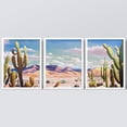 thumbnail image 2 of PixonSign Framed Canvas Print Wall Art Set - Pastel Vibrant Southwest Desert Landscape Art - Set of 3 Nature Cactus Mountain Range Wall Décor for Living Room, Bedroom - 11"x14" Panels White, 2 of 5