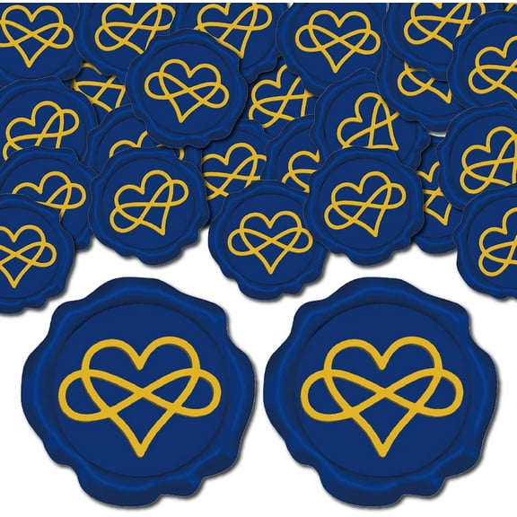 1 box 25Pcs Blue Wax Seal Stickers Love Heart Wedding Invitations Envelope Sealing Sticker Label Self Adhesive for Gift Wrapping Party Birthday Greeting Cards Making Christmas Valentine Day