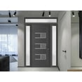 thumbnail image 3 of Front Exterior Prehung Metal-Plastic Door Frosted Glass | Manux 8933 Antracite Grey | 2 Side and Top Sidelite Transom | Office Commercial and Residential Doors Patio 64x94 W16+32+16x80+14 Right-hand, 3 of 5