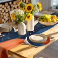 thumbnail image 4 of Navy Blue Burnt Orange Round 15 Inch Placemats Set of 4, Boho Artwork Geometric Modern HeatResistant Non Slip Place Mats for Dining Table, Wipeable Braided Kitchen Table Mats for Housewarming, 4 of 9
