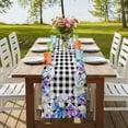 thumbnail image 4 of Table Runners 72 Inches Long Dress Scarves, Spring Flowers Farmhouse Kitchen/Dining Table Runner, Coffee Tablerunners, Watercolor Blossom Floral Black Plaid 14x72 Inch, 4 of 9