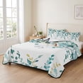 thumbnail image 2 of Twin XL Quilt Set 68''x98'', Teal Eucalyptus Lightweight Summer Bedspread Coverlet Set with 2 Pillow Shams, Watercolor Spring Weeping Botanical Breathable All Season Quilt Bedding for Dorm/Guest Room, 2 of 9