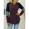 thumbnail image 5 of TEMOFON Long Sleeve Tops for Women Color Block Striped Sweatshirts Crew Neck Loose Fit Tunic Tops Winter Casual Girls Shirts, 5 of 5