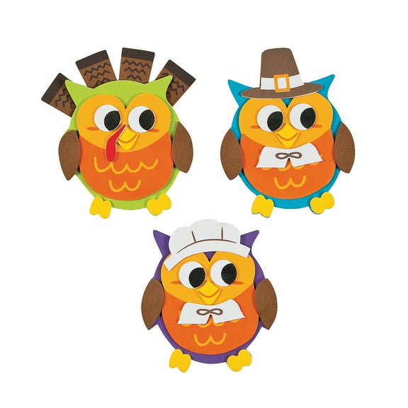 Owl Thanksgiving Magnet Craft Kit, Makes 12, Craft Kits, Thanksgiving, 12 Pieces