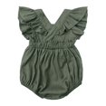 thumbnail image 6 of mgoYE Baby Girls Playsuits Ruffled Bodysuit 3 6 12 18 Month Fly Sleeve Romper Newborn Cotton Linen Jumpsuit Infant Summer Clothes(Green,6-9 Months), 6 of 7