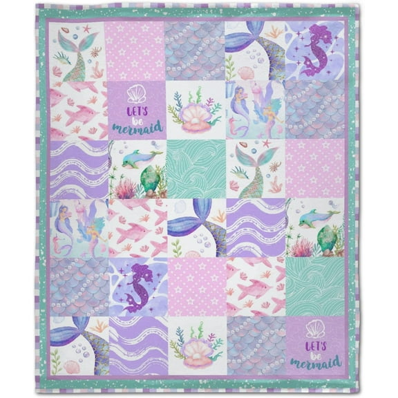 Mermaid Blanket, Mermaid Gifts for Baby Toddler Infant Newborn, 30"x40" Throw Blanket, Lightweight Soft Warm Cozy Flannel Throw for Sofa Chair-Crib Stroller nap