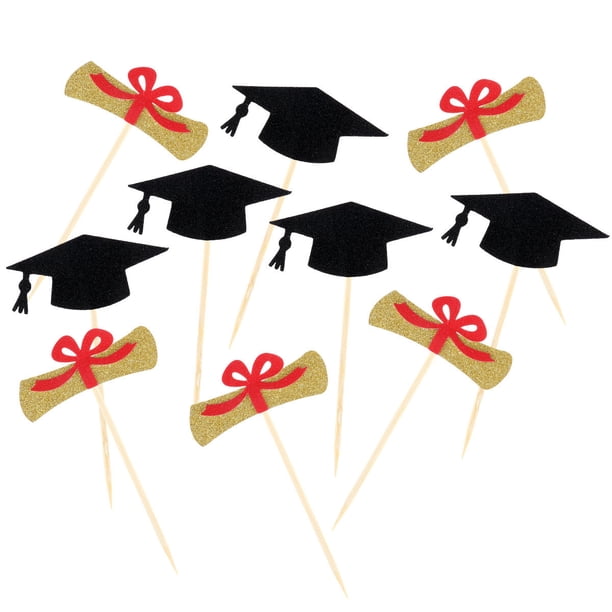 FELTECHELECTR 10 adornos para tartas de graduación, certificados de graduación, letreros para decoración de fiestas.