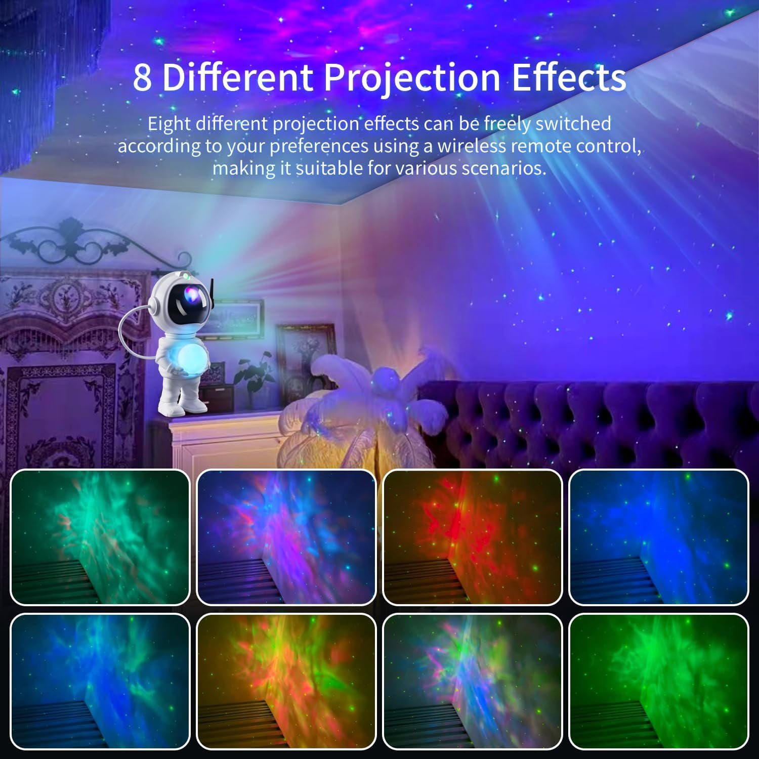 Astronaut Star Projector Galaxy Night Light, Space Projector, 2024 Upgrade Starry Nebula Ceiling Projection Lamp Remote Control for Party Wedding Garden Indoor Décor Gifts for Kids Adults Standing