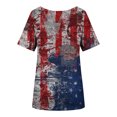 thumbnail image 3 of Fiudx Camisas para Mujer Top de Manga Corta con Cuello de Color Del Día de La Independencia para Mujer, 3 of 4