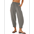 thumbnail image 3 of Women'S Summer High Waisted Baggy Pants Casual Ankle Length Trouser Slacks with Pockets Grey XXXL, 3 of 6