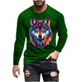 thumbnail image 3 of Jinhomg Mens Big and Tall T Shirts Novelty Funny Mardi Gras Mask Graphic Tees Lightweight Comfy Long Sleeve Crew Neck Tops Holiday Party Streetwear Todays Deals Green XXL, 3 of 6