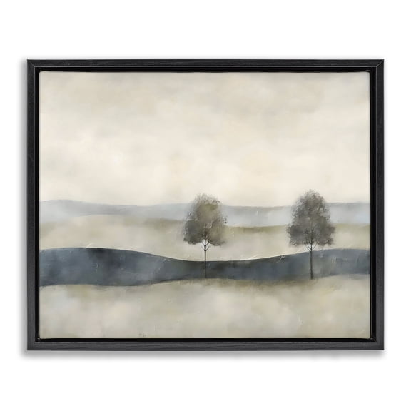 Stupell Industries Muted Horizon with Trees Black Framed Floater Canvas Wall Art, design by Riley B
