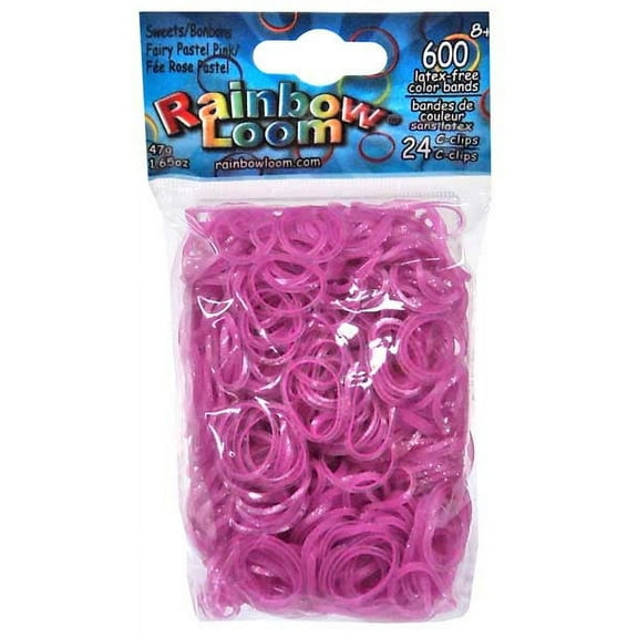 Rainbow Loom Sweets Fairy Pastel Pink Rubber Bands with 24 C-Clips (600 Count)