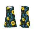 thumbnail image 3 of Vsdgher Sunflowers And Blue Flower Print Summer Dresses for Women Casual U Neck Beach Dress Sleeveless Tank Loose Sundress with Pocket -Medium, 3 of 7