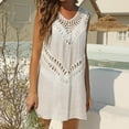 thumbnail image 5 of New Arrivals AXXD White Bathing Suit Cover Up Women Summer Sexy Hollow Swimwear Bikini Mesh Cover Up Beach Dress Sunscreen Tops, 5 of 9