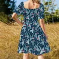 thumbnail image 3 of Vestido sin mangas de copos de nieve de Navidad azul oscuro para mujer ropa elegante para invitados vestido de boda ropa de verano para mujer, 3 of 6