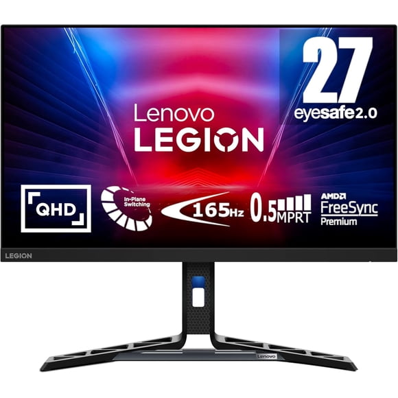 Refurbished (Good) - Lenovo Legion R27q-30 Gaming Monitor, 27” QHD Display, 180Hz, 0.5ms Response, AMD FreeSync Premium, Lift/Tilt/Pivot/Swivel Stand, HDMI 2.1 and DisplayPort 1.4