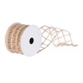 thumbnail image 1 of Vickerman Q153052 Gold Fleck Natural Knit Check Ribbon, 2.5 in. x 10 yard, 1 of 1