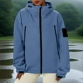 thumbnail image 3 of Fall Outerwear for Women New Rain Jacket for Women Loose Waterproof Lightweight Raincoat Hiking Windbreaker Outerwear with Hood Trench Coat Navy S, 3 of 8