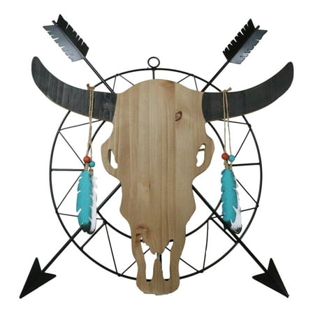 18"L Western Dreamcatcher Feathers Crossed Arrows Tribal Cow Skull Wall Decor