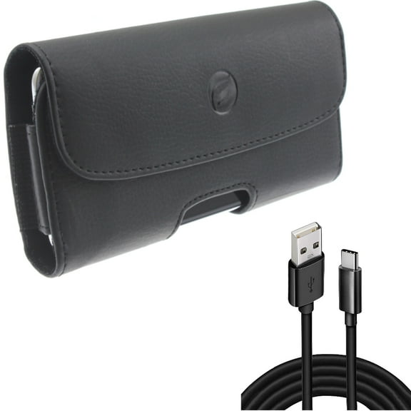 Leather Case Belt Clip w Type-C 10ft USB Cable for Samsung Galaxy A73 5G,A13 5G,A03s Phones - Holster Cover Pouch Loops, Charger Cord Power Wire USB-C