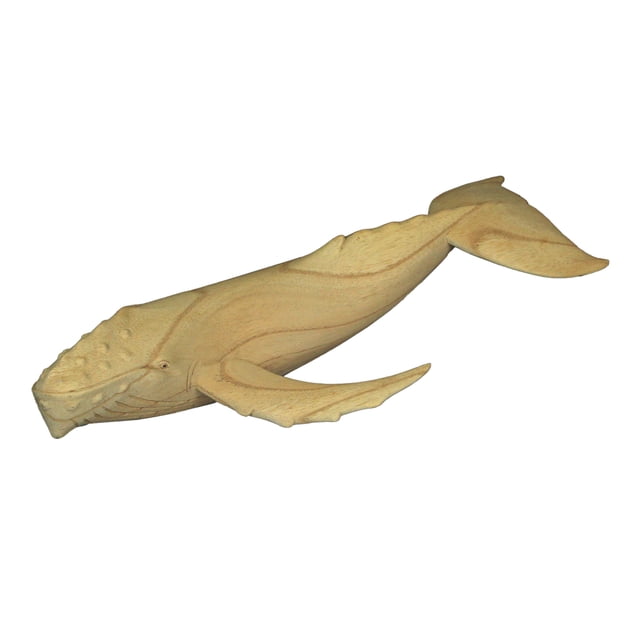 Things2Die4 Figura decorativa de madera de ballena tallada a mano de 16 pulgadas, decoración para el hogar y la playa Things2Die4 67555