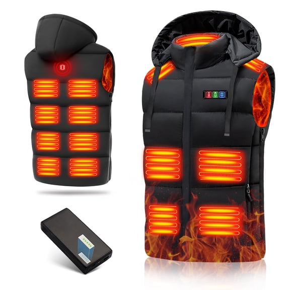 15 Heating zone hooked heating vest, equipped with a 35000mAH 7.4V battery pack heating vest, XL size suitable for both men and women, three-in-one intelligent controller.