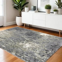 HomeRoots 576076 4 x 6 ft. Abstract Shag Rectangle Area Rug, Gray & Ivory